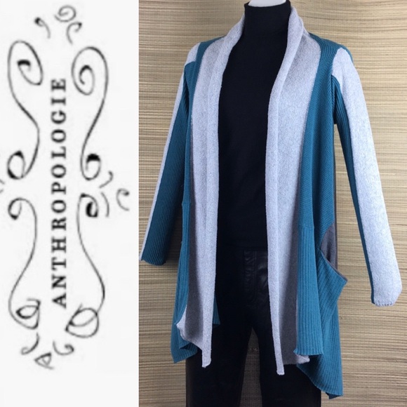 ANTHROPOLOGIE SPARROW Colorblock Open Cardigan - Picture 2 of 6